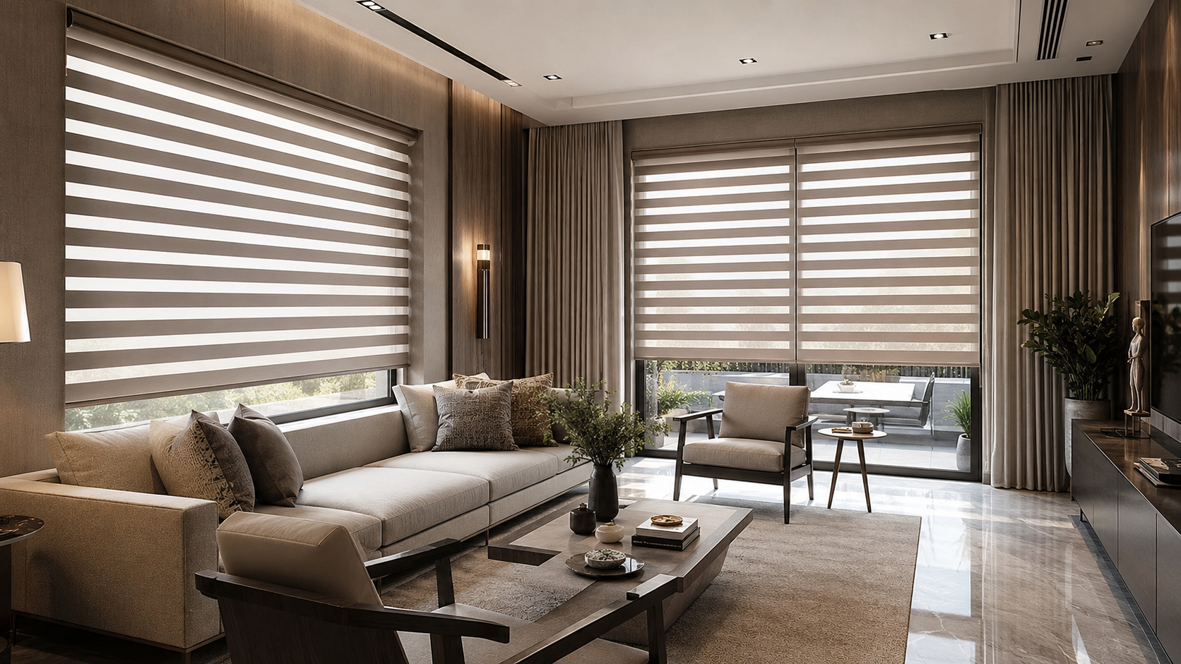 Tendencias en Cortinas Modernas 2026: Guía Completa para Elegir las Mejores Cortinas y Persianas en Ecuador - CORTIMAX Blog Sala moderna con persianas Zebra y cortinas elegantes instaladas por CORTIMAX, siguiendo las tendencias en cortinas modernas 2026 para hogares en Ecuador.